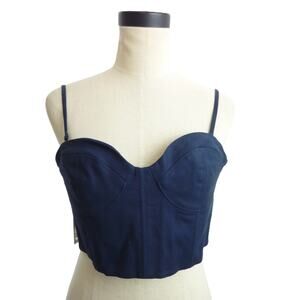 NWT Everlane Blue Strapless Crop Corset Top Structured Cotton Bustier Size 4